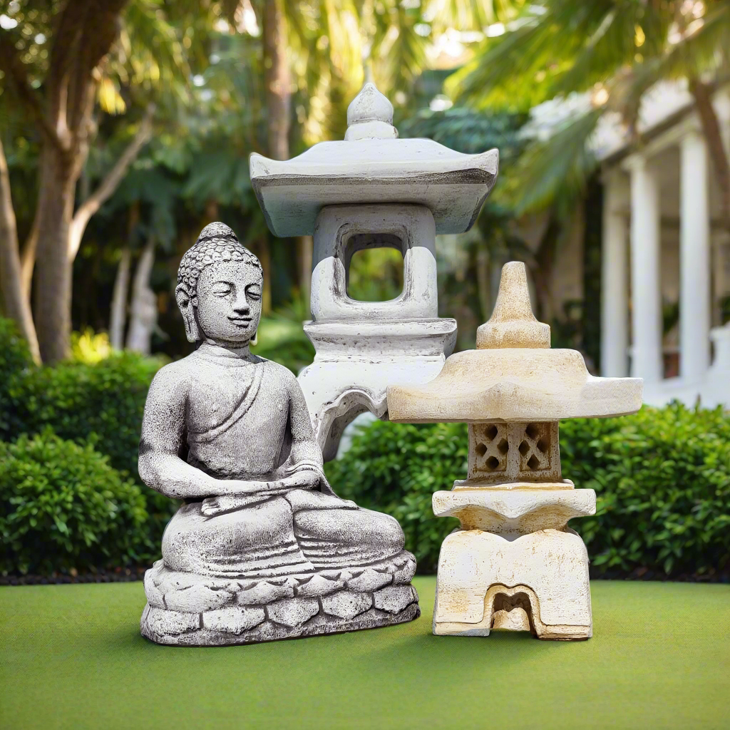 Concrete Lanterns and Buddhas