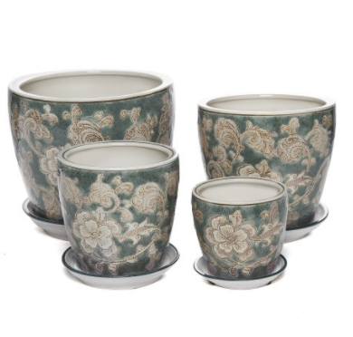 Round olive floral w/scr