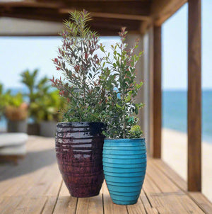 Classic Tall Round Lapped Water Jar Glazed Garden Pot