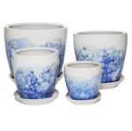 Round blue bubble pot w/scr