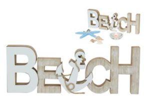 25CM MDF BEACH PLAQUE WHITE WASH FINISH