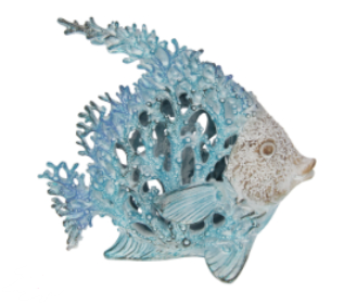 18cm Fish with Blue & White Coral Design