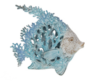 18cm Fish with Blue & White Coral Design