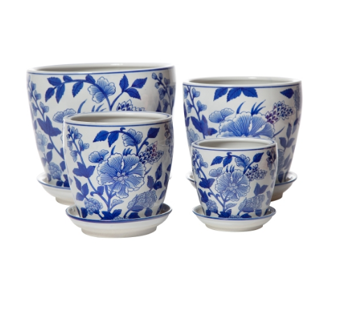 Lily Round Planter w/saucer
