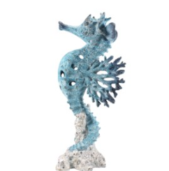 40cm Seahorse with Blue & White Coral Design