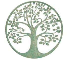 60cm Metal Tree of Life Wall Art in Green Finish