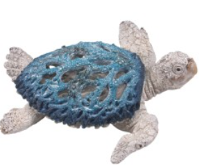 21cm Blue Turtle with Blue & White Coral Design