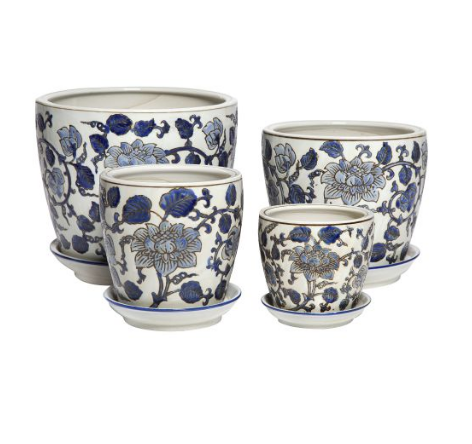 Embossed Rose Planter w/saucer