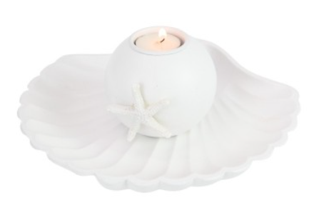 23cm MDF Shell Decor Plate with Candle Holder