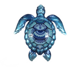 30cm Metal/Glass Blue Turtle Wall Art